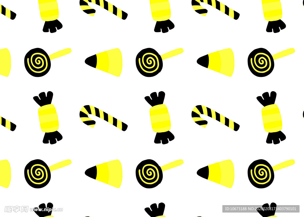 黄黑糖果图案无缝背景图