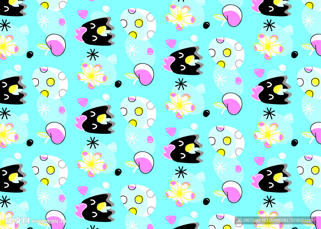 可爱猫咪花卉图案背景