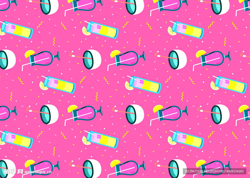 粉色背景多彩眼镜图案