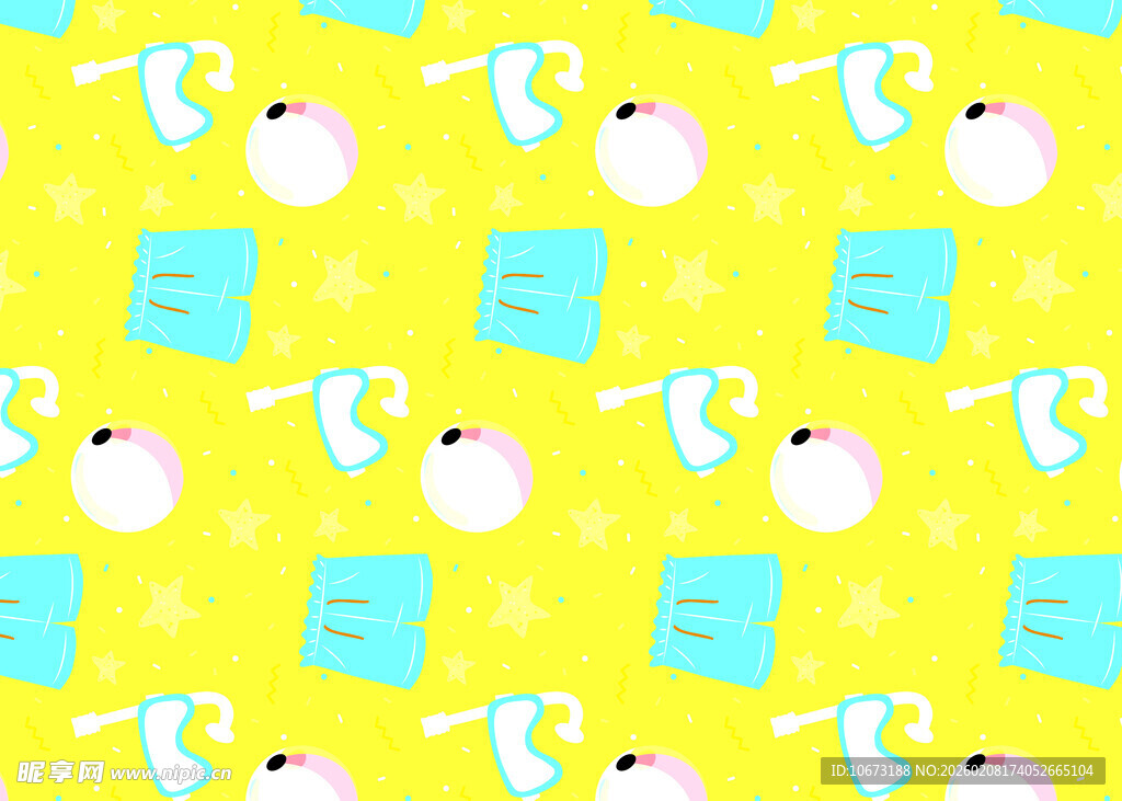 黄色背景卡通图案无缝纹理
