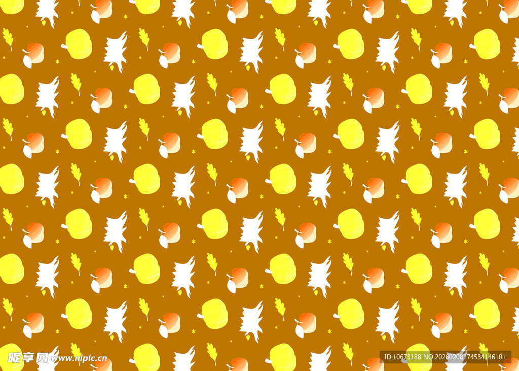 黄色卡通图案无缝背景图