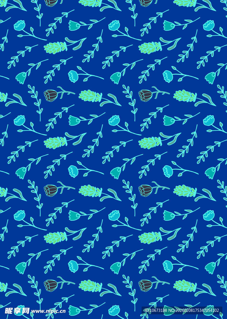 蓝色海洋风小鱼图案背景