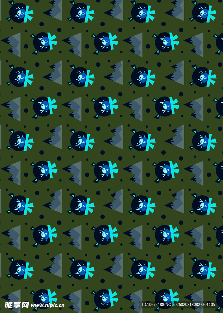 蓝绿花朵图案背景