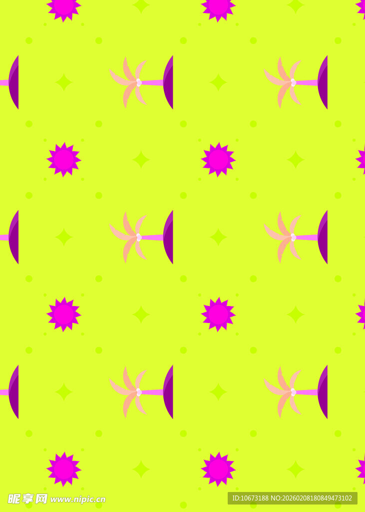黄绿背景紫色图案纹理