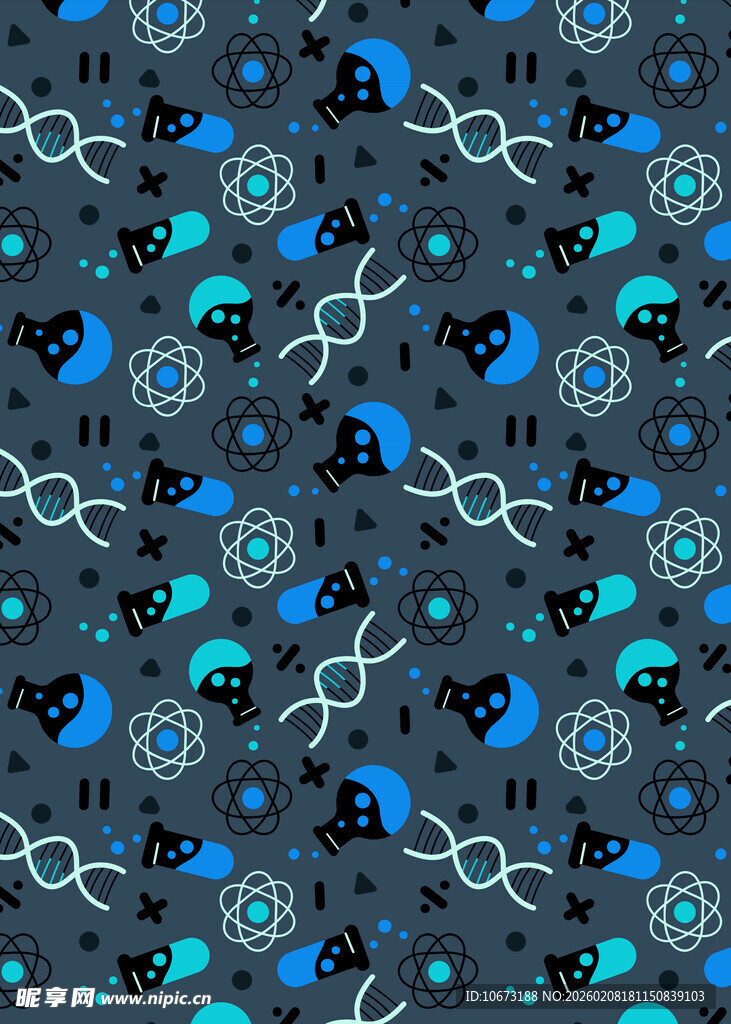 深蓝背景的多彩图案元素