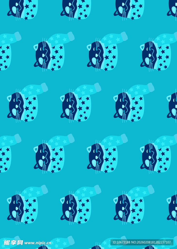 蓝色动物图案无缝背景