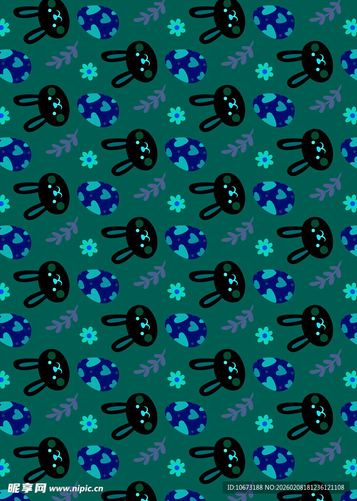 蓝黑图案构成的绿色背景