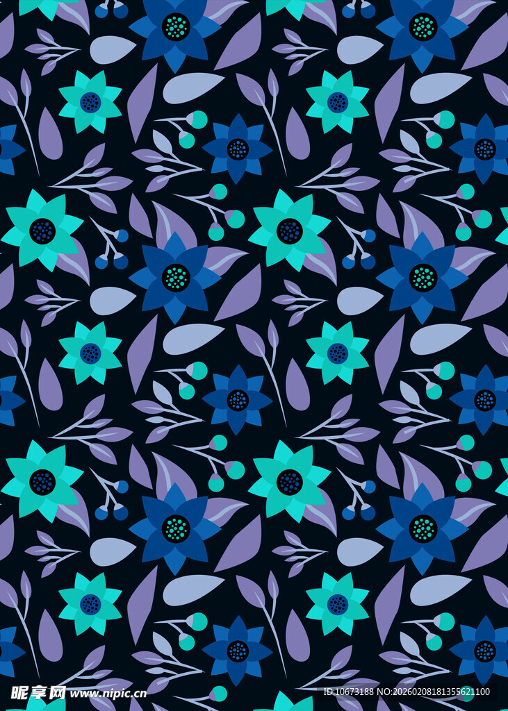 蓝紫花卉图案背景