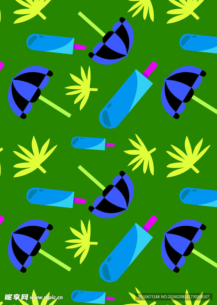 绿色背景的物品图案设计