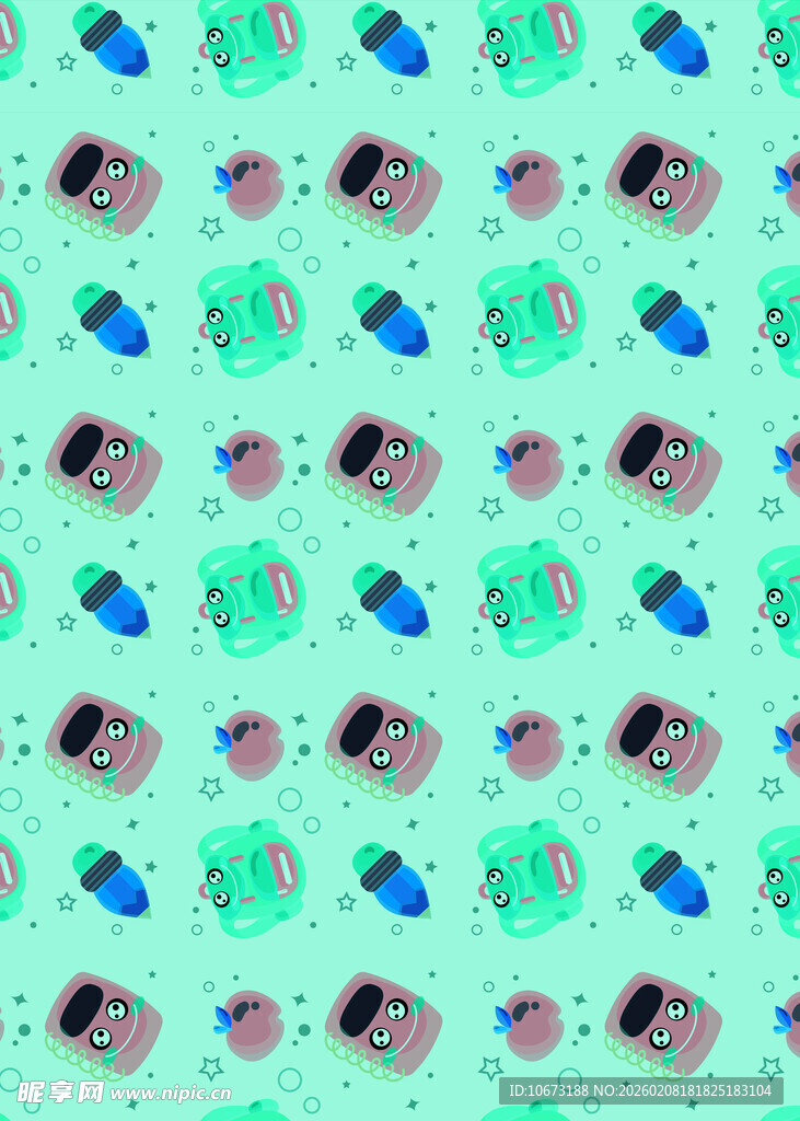 多彩卡通图案无缝背景图