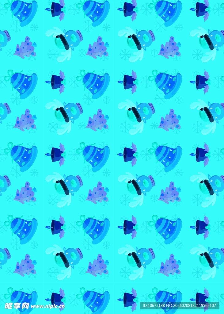 蓝色爱心星星图案背景