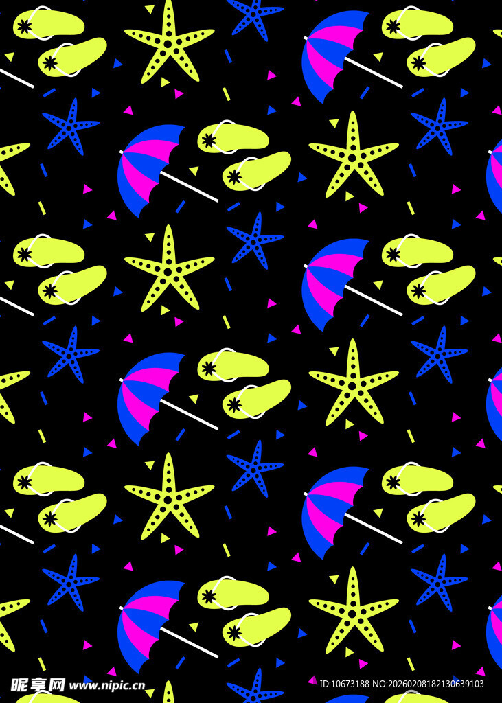 多彩海洋生物图案背景