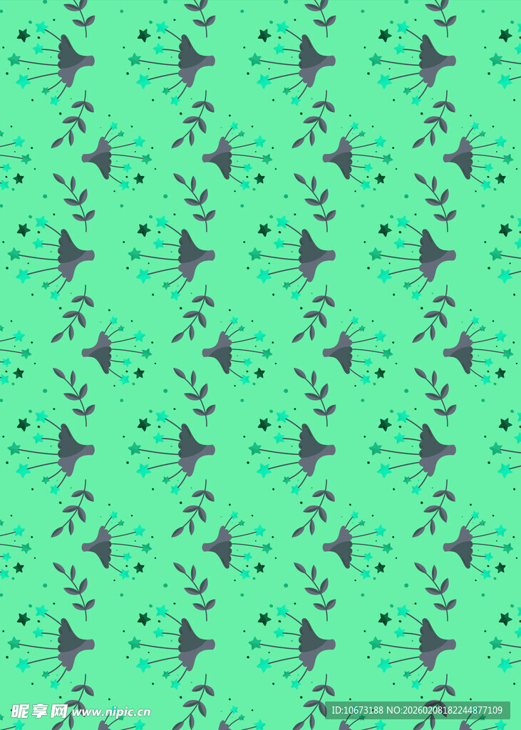 绿色底紫色图案无缝背景