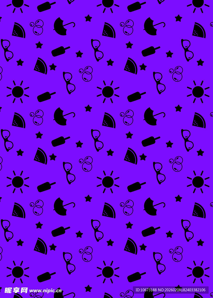 紫色背景上的黑色小图案
