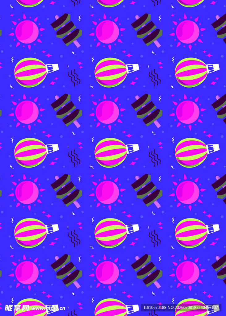 梦幻糖果图案的紫色背景