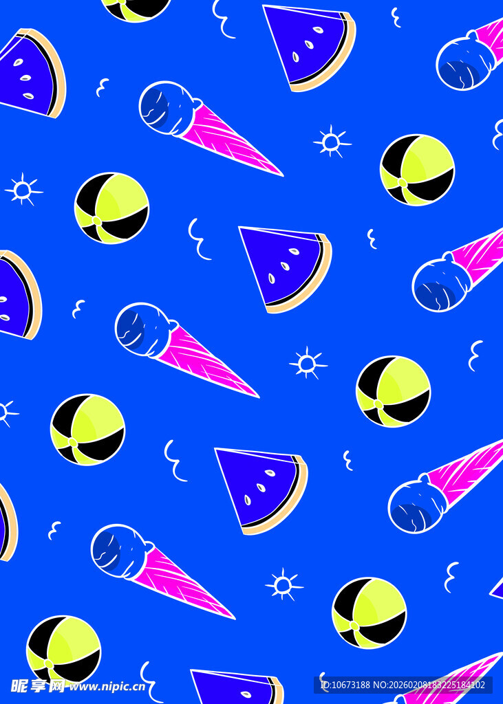 夏日清凉元素无缝图案