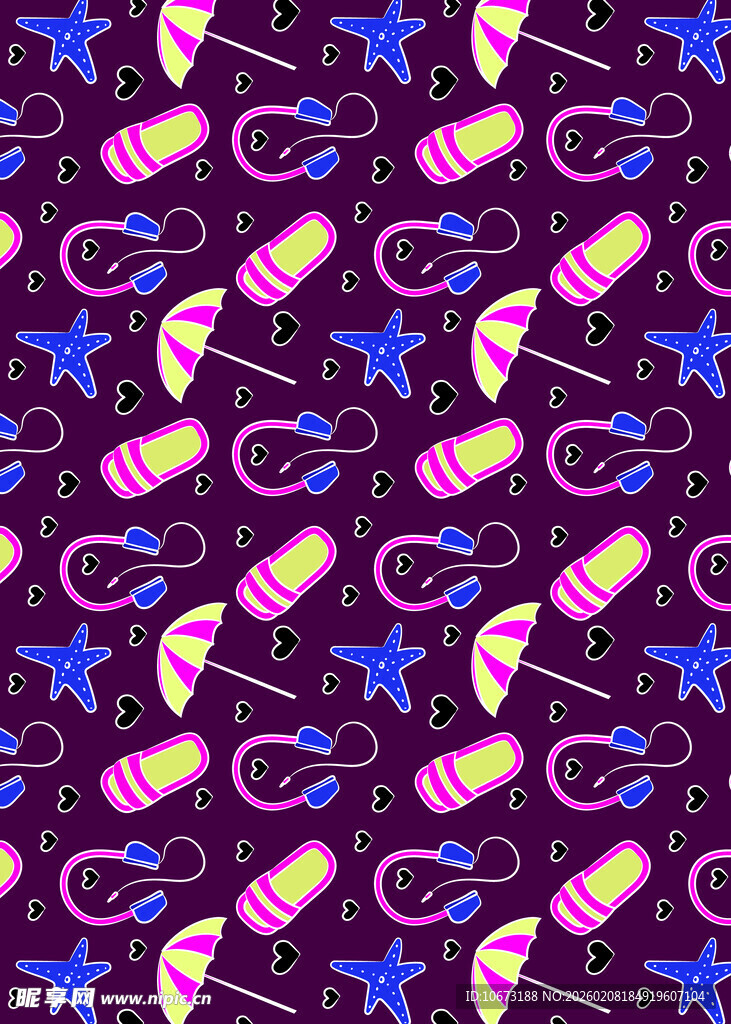 多彩烟花星星无缝图案