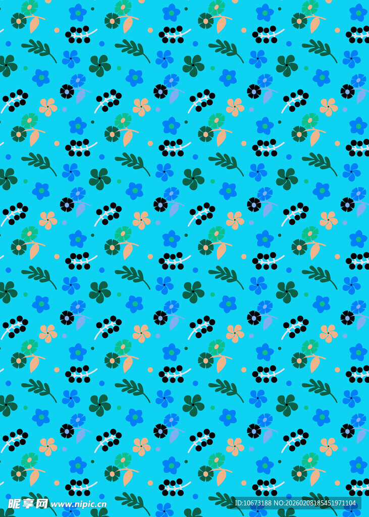 蓝色背景小鱼图案纹理