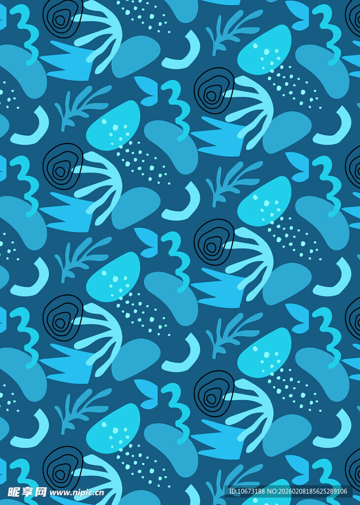 蓝色水母图案背景纹理