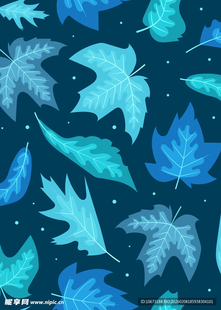 蓝色枫叶图案背景