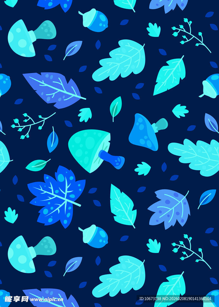 蓝色梦幻叶片图案背景