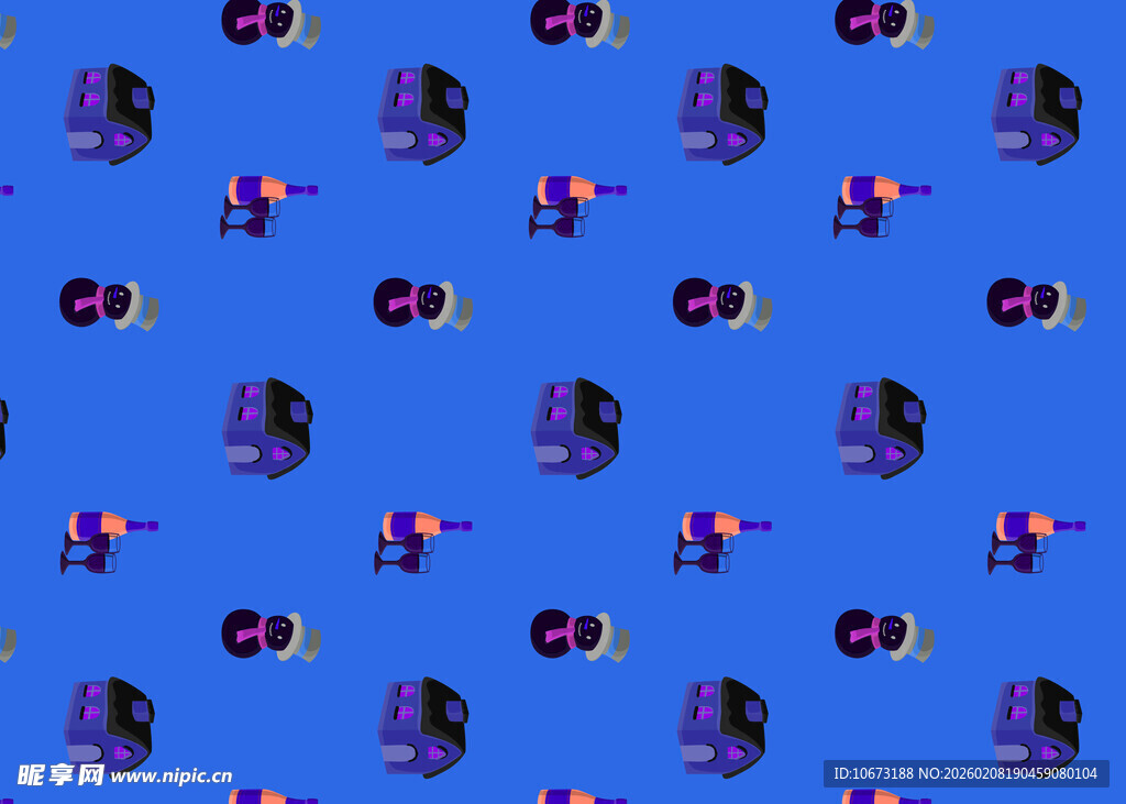 蓝色背景的卡通图案纹理