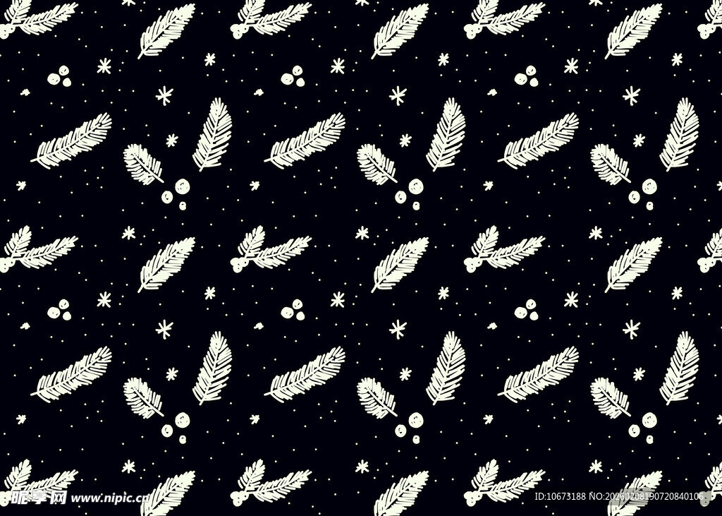 黑色底白色羽毛星星图案