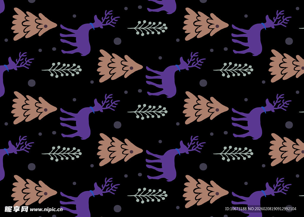 紫色底时尚几何动物图案