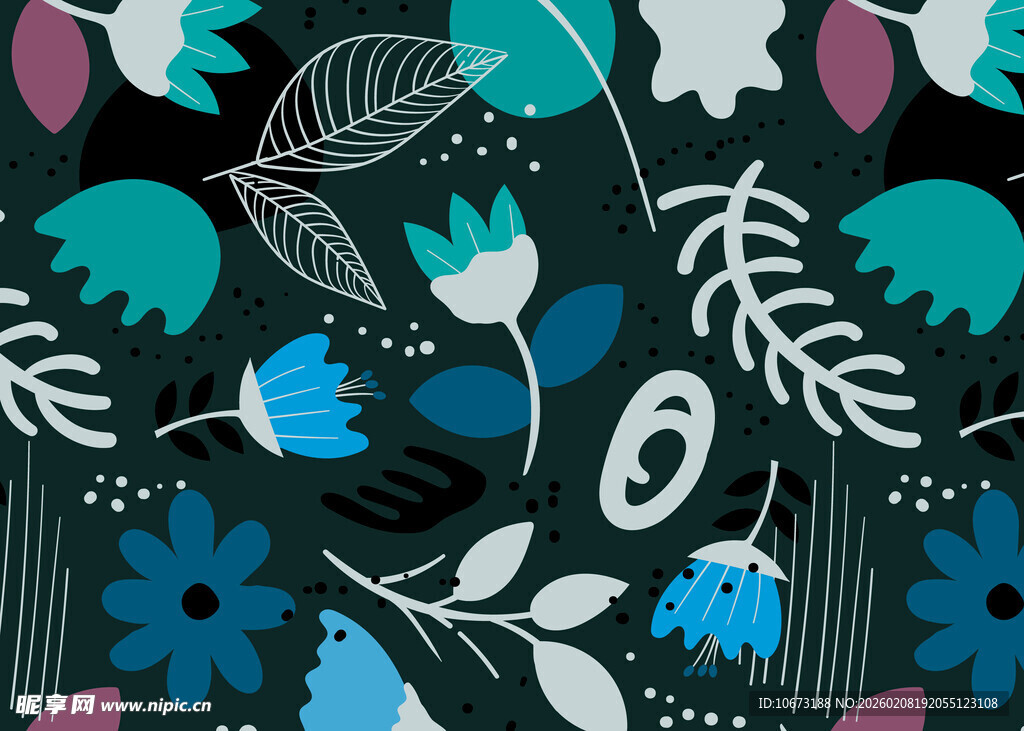 多彩花卉植物图案背景