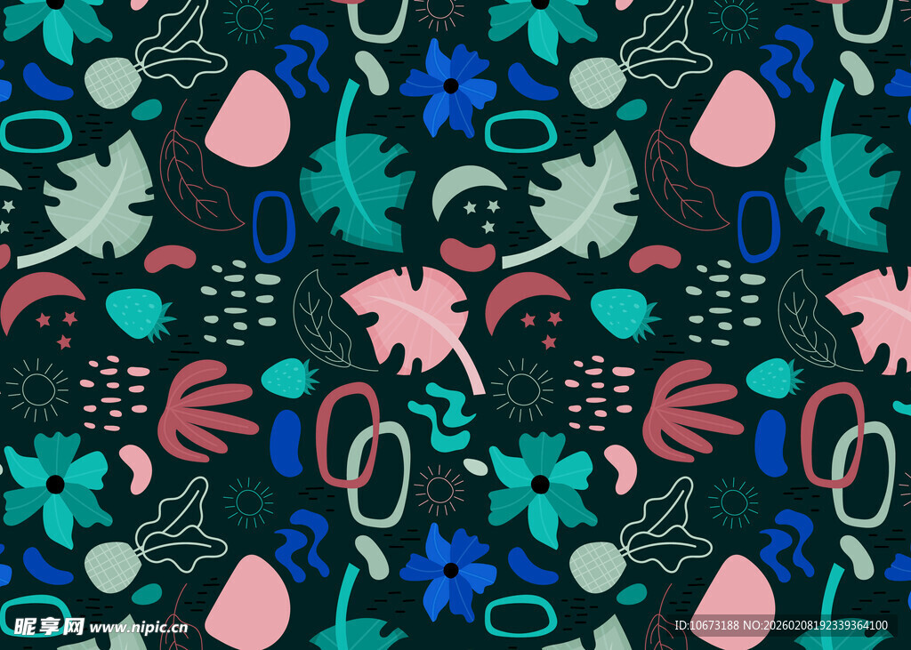 多彩植物图案背景