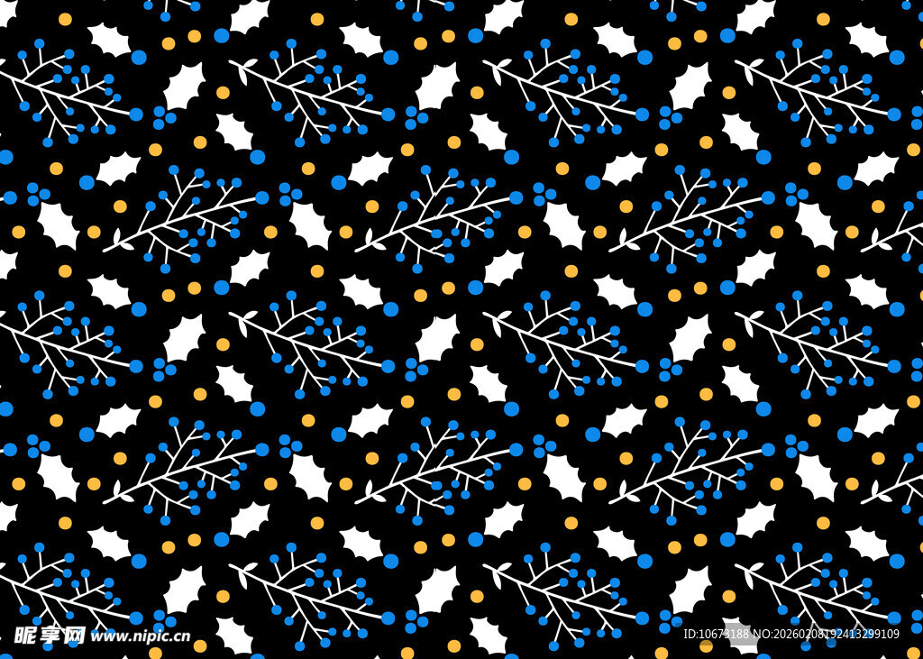 蓝底黑白黄几何图案纹理