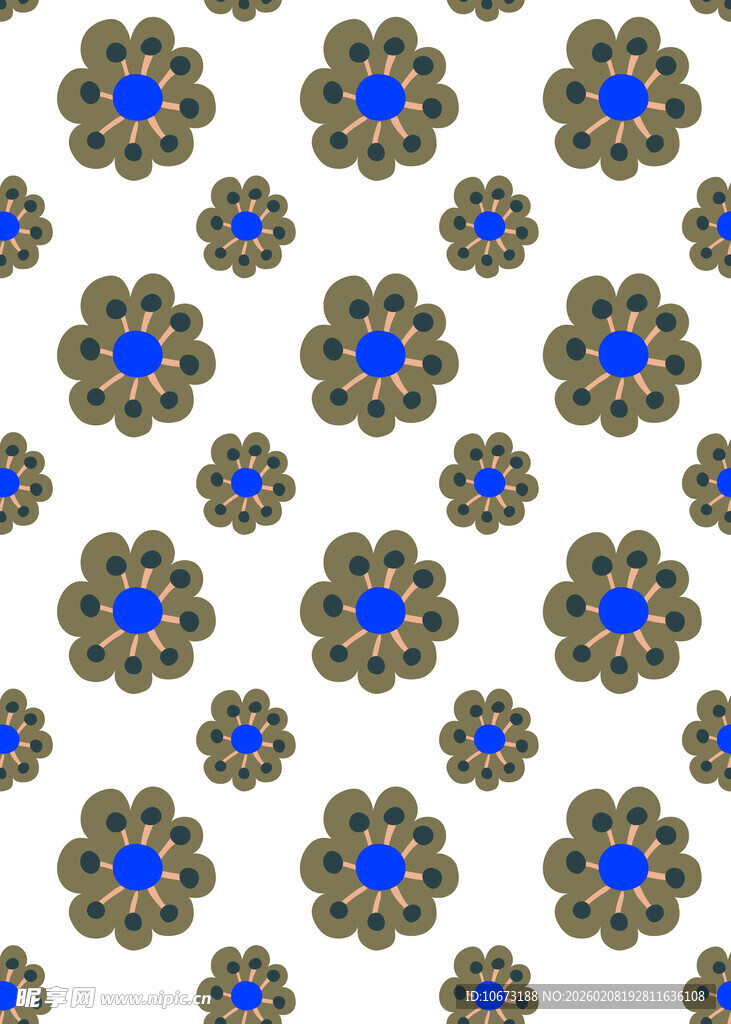蓝黄花朵无缝图案背景