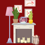温馨壁炉旁的家居装饰角落