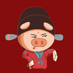 可爱小猪扮古装俏皮模样