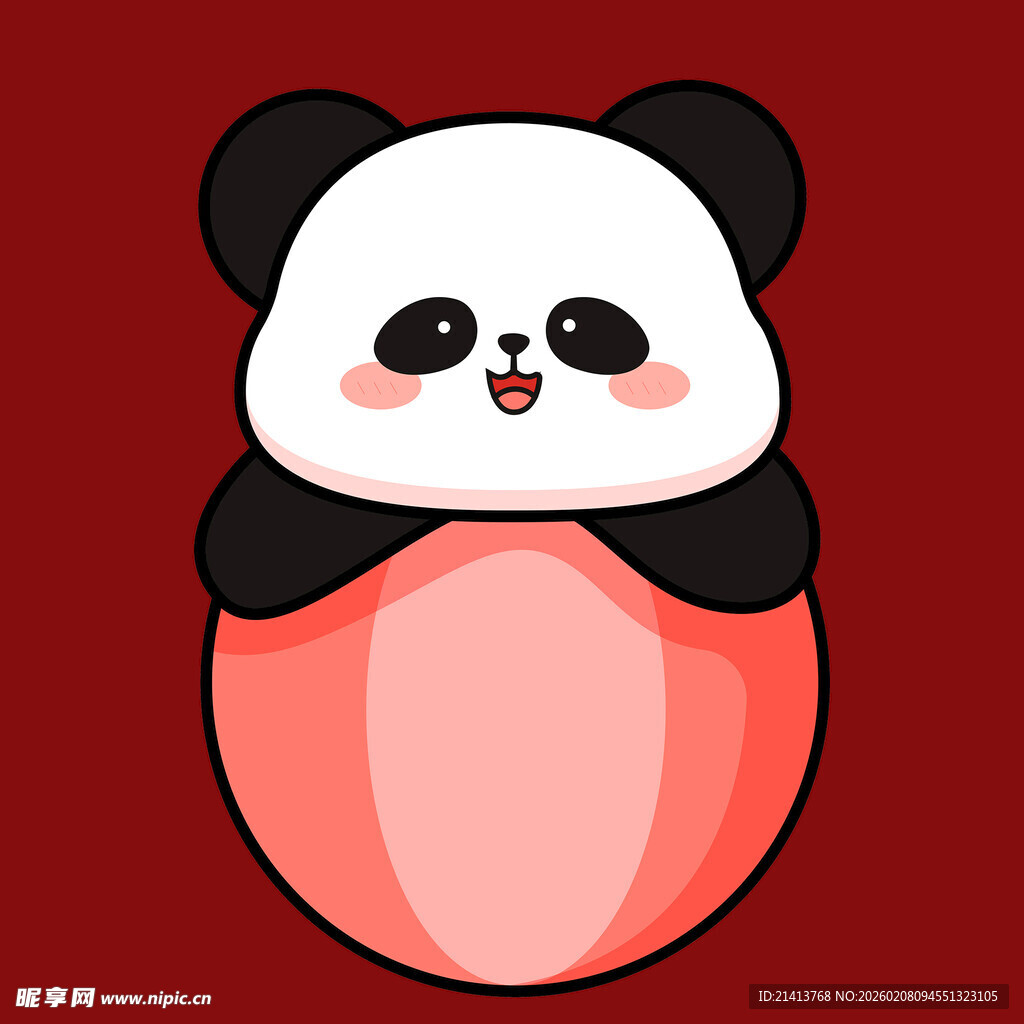 可爱熊猫抱圆球