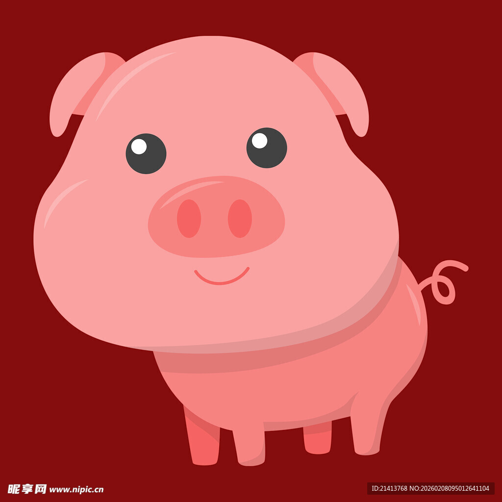 可爱粉色小猪卡通形象