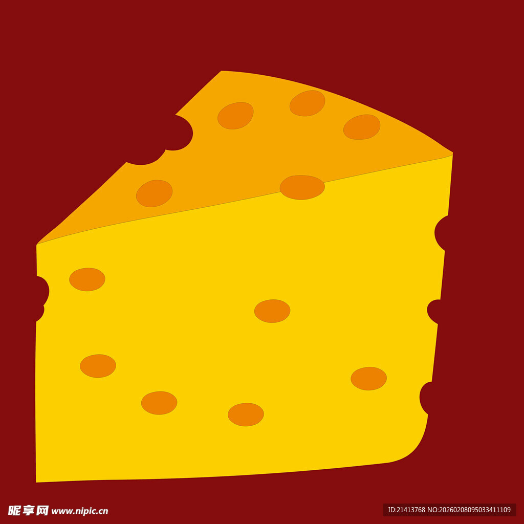 一块卡通风格的黄色奶酪