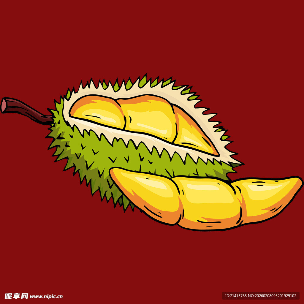 切开的香甜榴莲插画