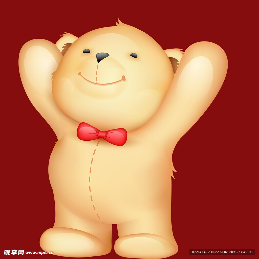 可爱小熊玩偶双手高举