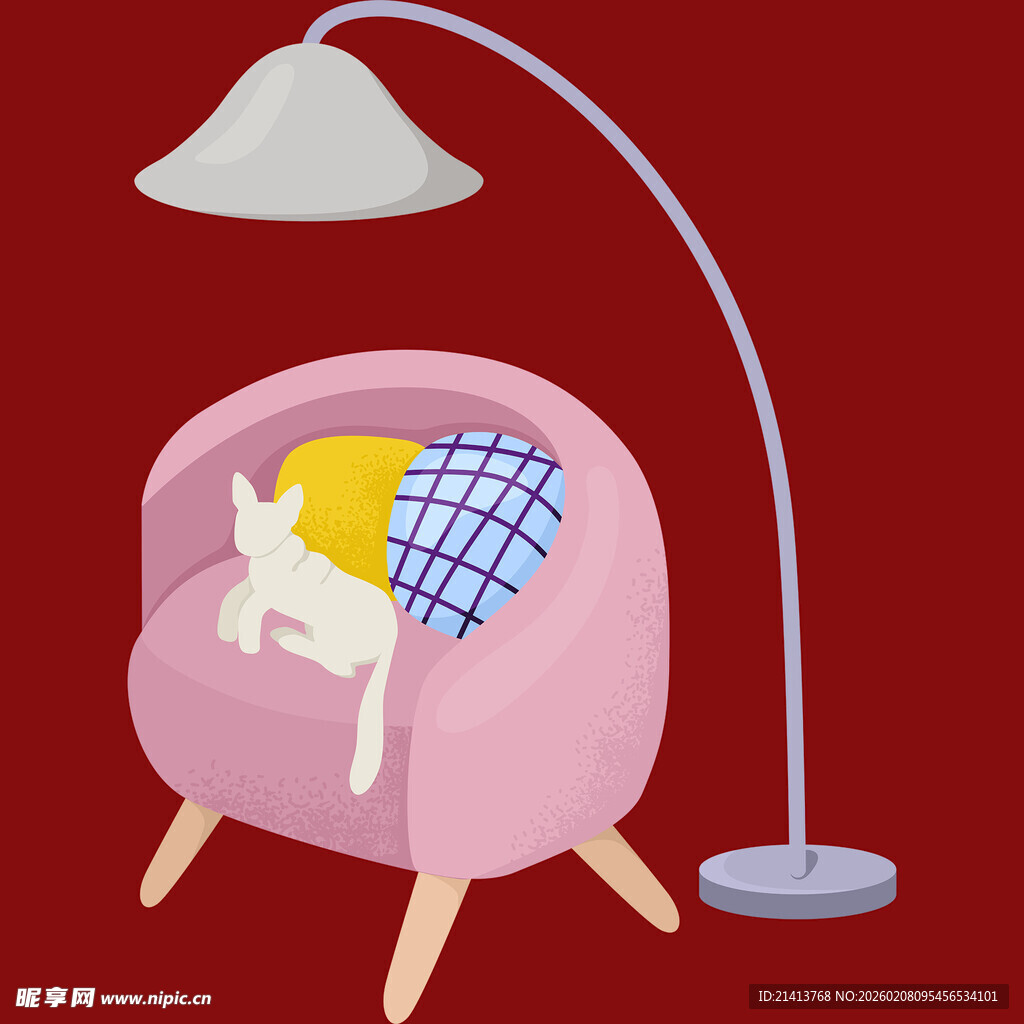 粉色沙发上猫咪惬意休憩