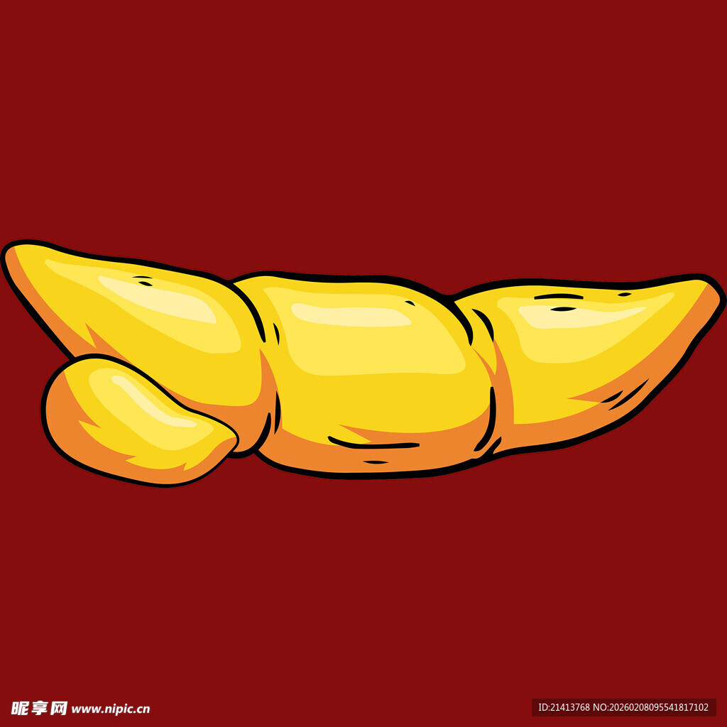 卡通风格的黄色弯曲物体