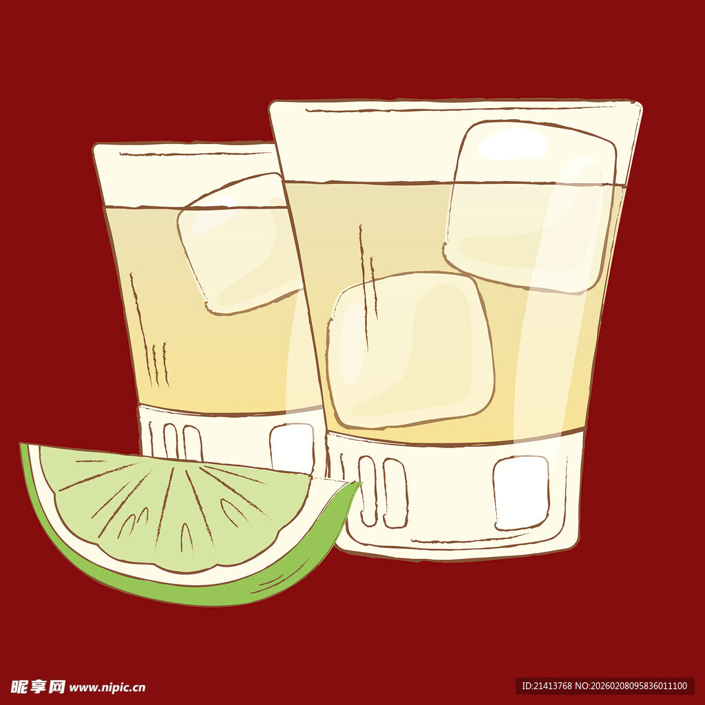 两杯加冰金酒配青柠