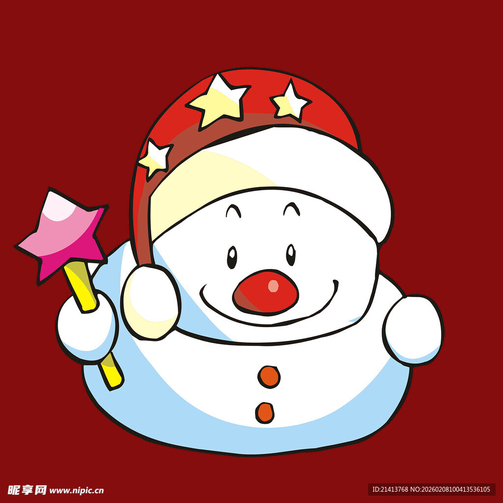 圣诞雪人手持魔法星