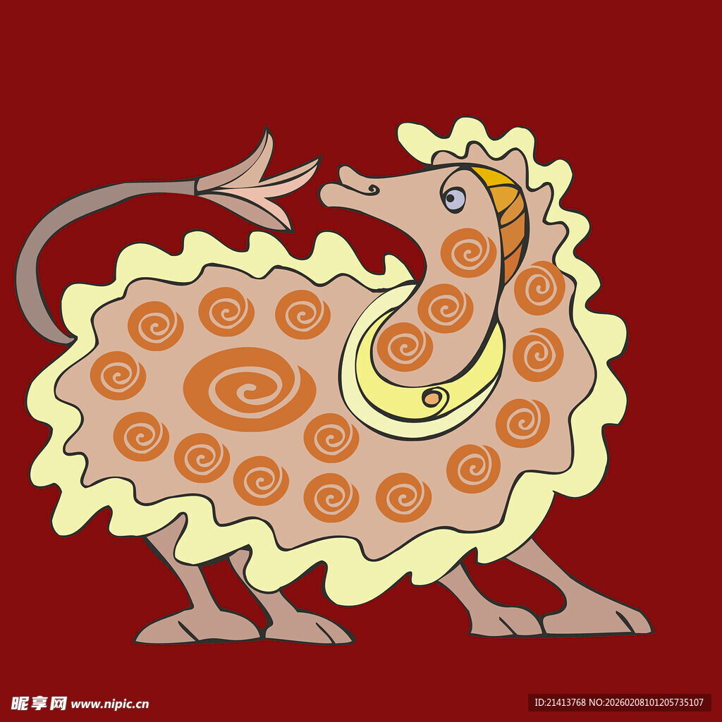 卡通风格花纹装饰羊形象