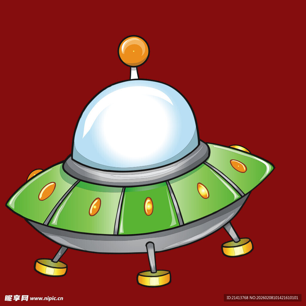 卡通风格的绿色飞碟