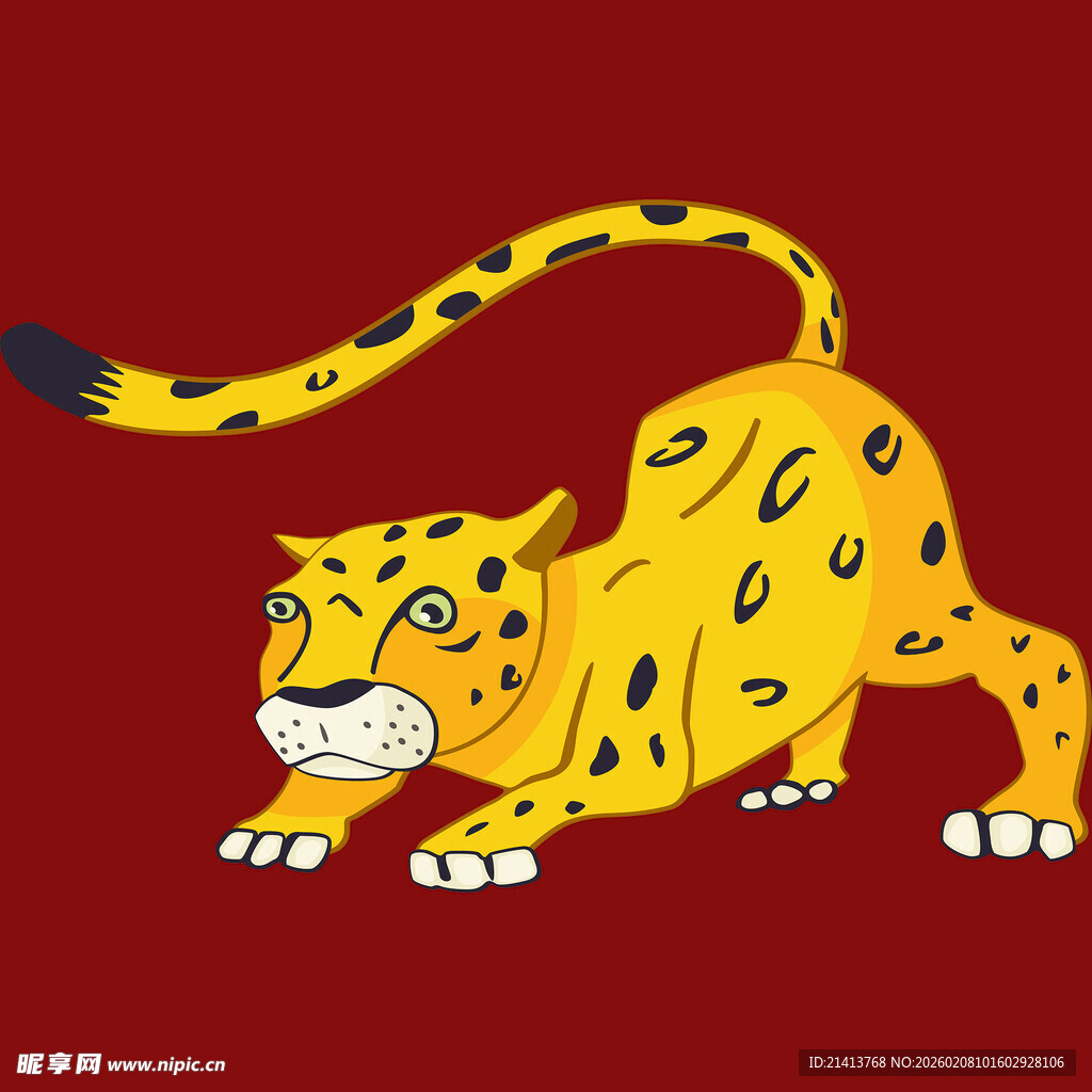 卡通风格黄色猎豹插画