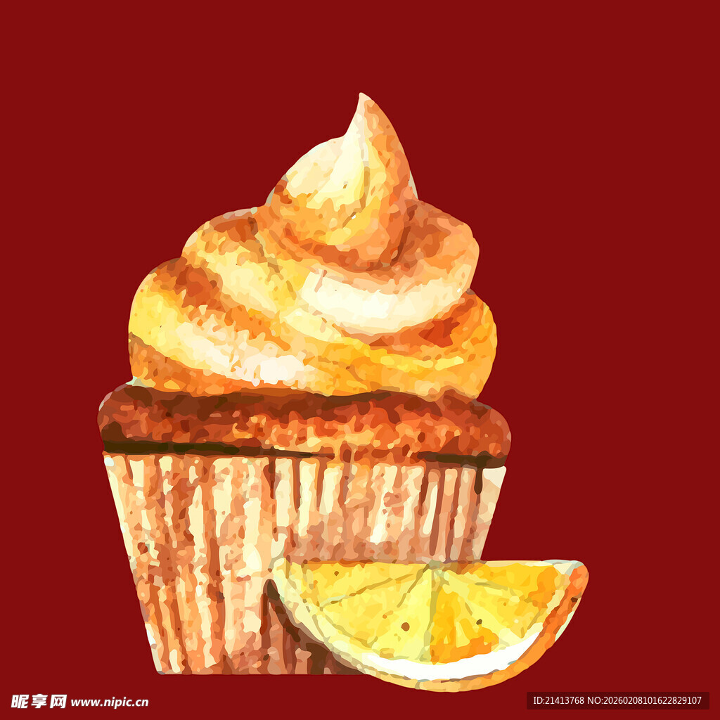 柠檬味纸杯蛋糕插画