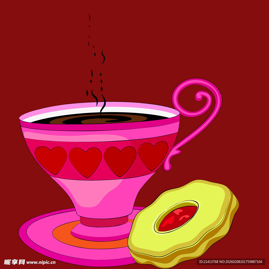 爱心茶杯配美味夹心饼干