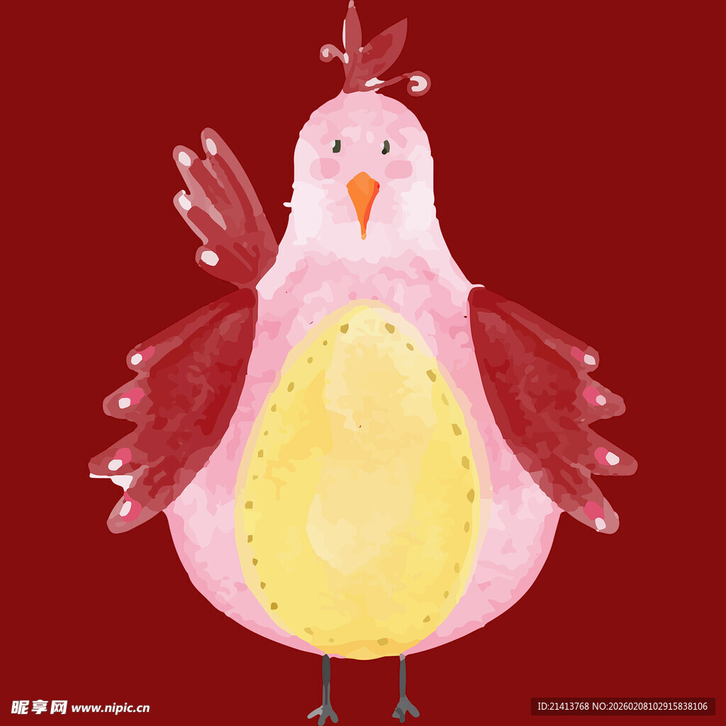 粉色梦幻风母鸡插画