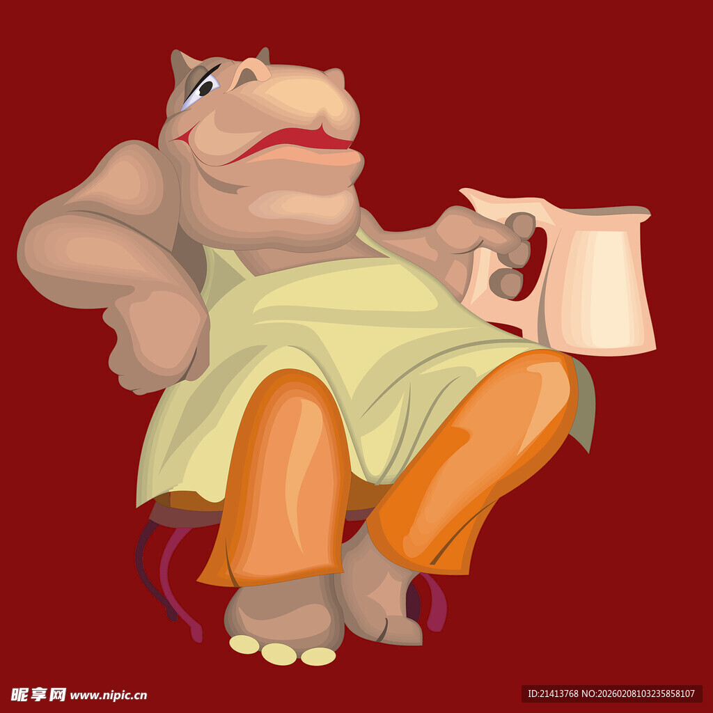 悠闲河马惬意饮茶